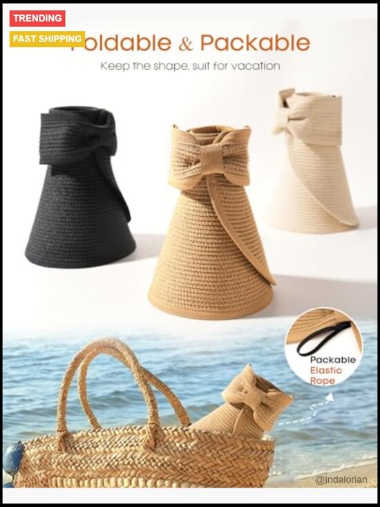 Wide Brim Sun Visor Hat with Ponytail Opening, UPF 80+, Packable & Foldable main image 4